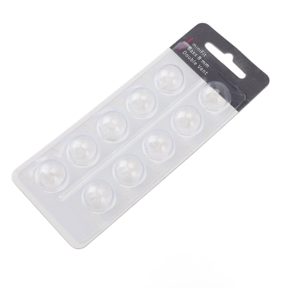 10pcs Double Vent Bass Dome Accessory Single Layer Double Vent Silicone Replacement Domes for MiniFit Transparent Small Size 8mm