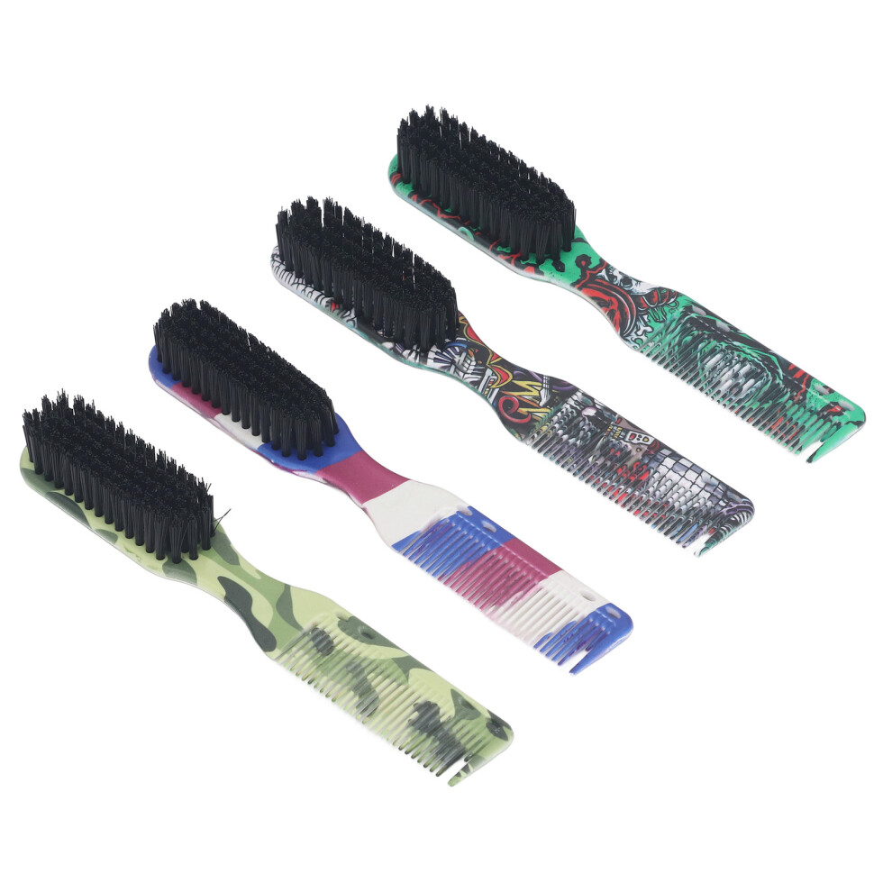 Unisex 4Pcs 2 In 1 Barber Fade Brush With Comb For Clipper Double Headed Ergonomic Styling Tools Beard Hair Grooming Barber Cleaning Brush