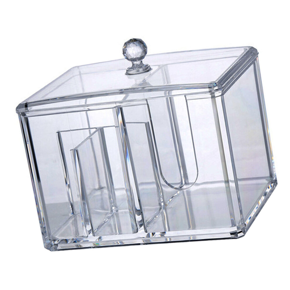 Qtip Cotton Pad Holder Dispenser 2 Slot Dustproof Storage Acrylic Cotton Ball Swab Storage with Lid Transparent