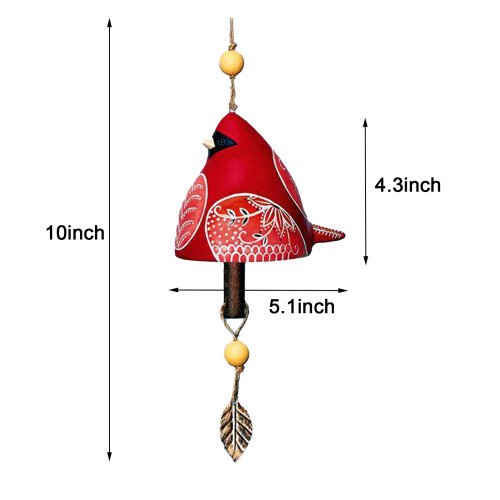 Keramische Windspiele M01 Kappe:3-Glocken 20,0 cm Rot 1