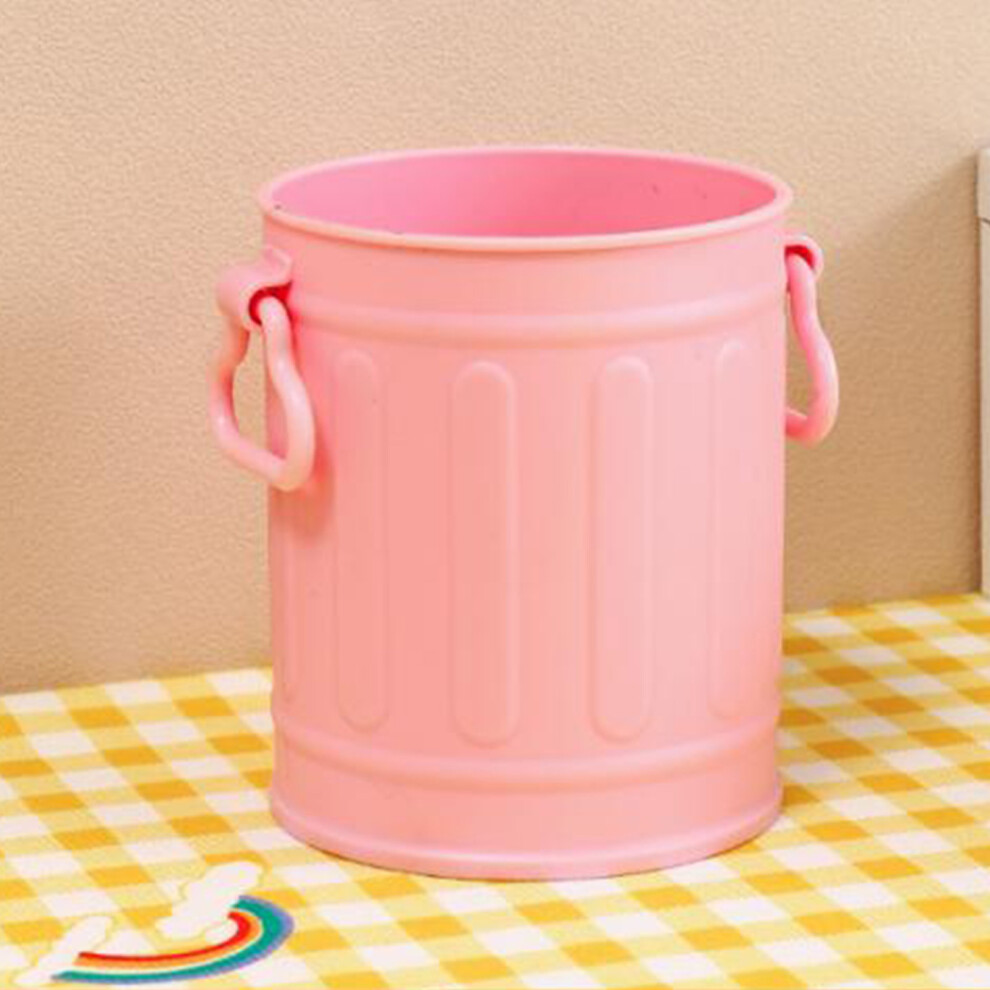 Pen Holder Pencil Bucket Plastic Makeup Brush Organizer Desktop Stationary Supplies Container with Handles for Office School Home Pink-image-OPC-PHQCMBB-NEW