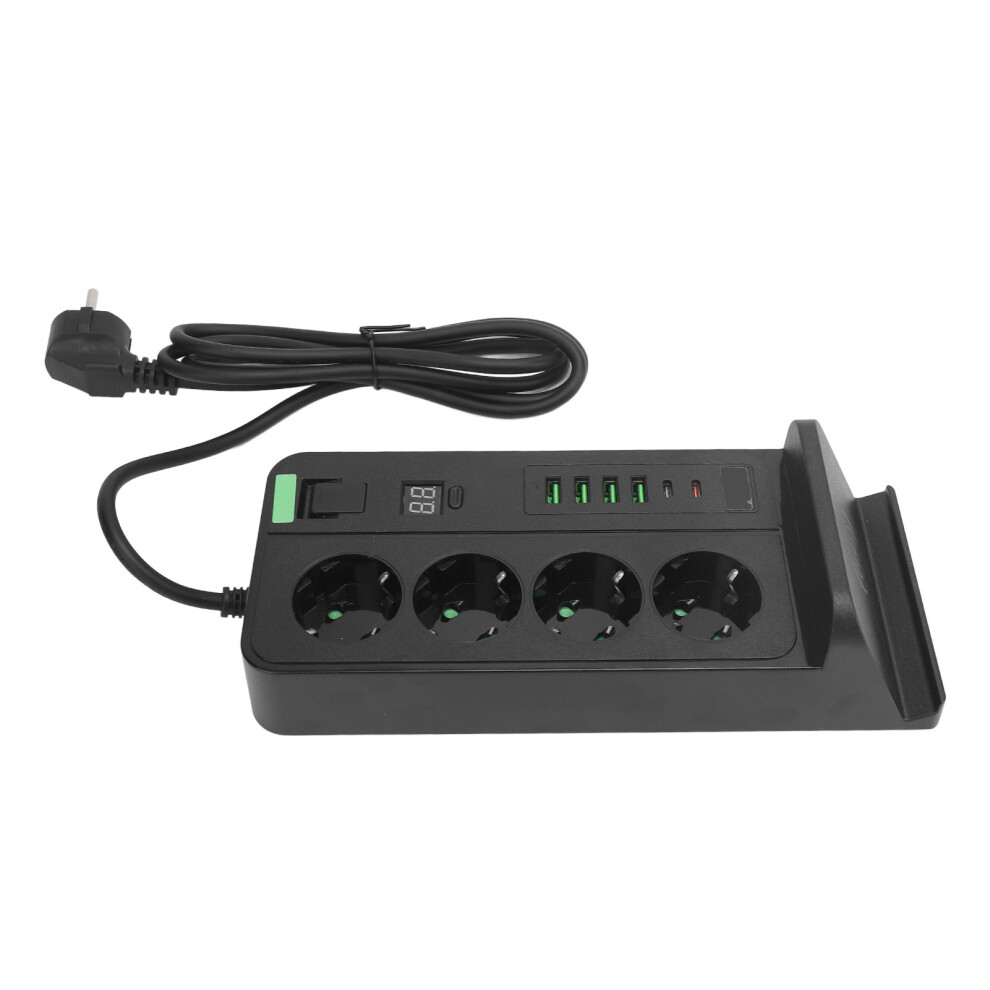 European Power Strip Wireless Charging Usb Type C 4 Way 4000W 16A Outlet Strip 110Â 2M Cable Black 8471313789708