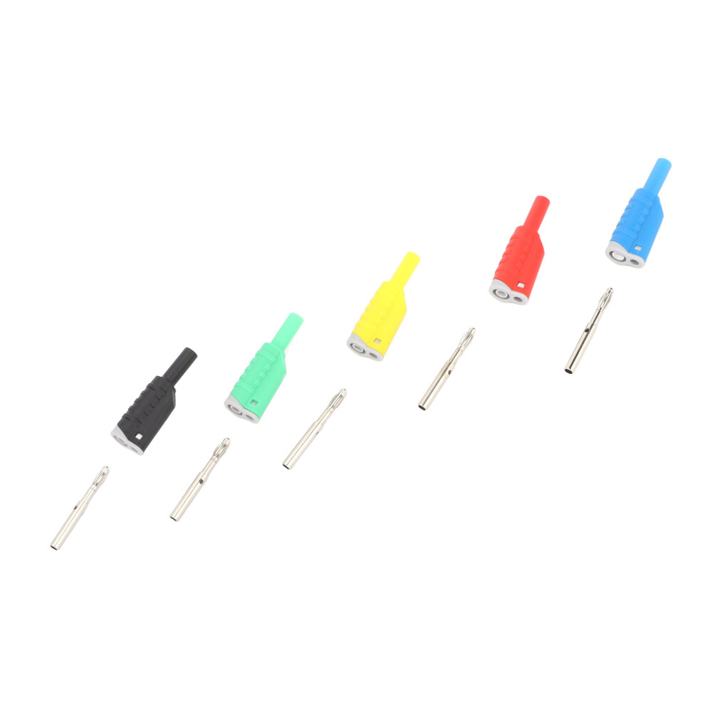 5 Pcs 4Mm Stackable Banana Plug 5 Colors Safety Insulated Banana Plug Connector 1000V Maximum 25A 4011313790539