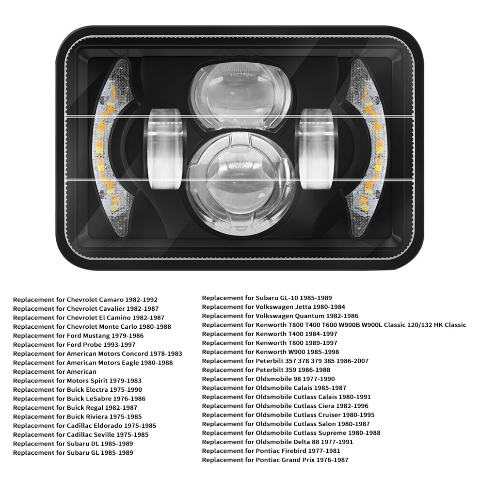 5 Inch Led Headlight 4X6 Inch Car Rectangular Headlight With Drl Turn Signal High/Low Beam Replacement For Peterbilt Kenworth Oldsmobile Cu 4921313790784