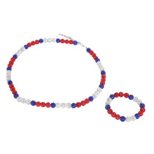 Baseball-Halskette & Armband 60/20cm Blau-Weiß-Rot