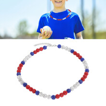 Baseball Necklace Rhinestone Unisex Baseballer Inspired Colorful Beaded Necklace for Baseball Players Lovers 49 Beads 50cm/19.7in