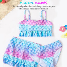 3 Piece Toddler Girl Swimsuit Girls Mermaid Swimsuit Cute Bikini for Outdoor Beach Swimming Summer Style Kids Swimsuits Girls