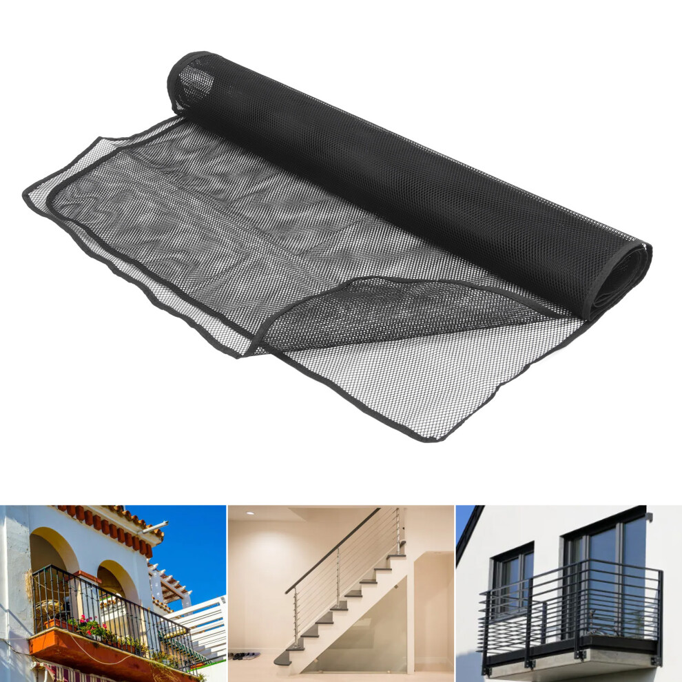 Mesh Netting Safety Net Thick 118.1 X 35.4in Deck Railing Protective Net for Balcony Apartment Black-image-OPC-PHQCP2Q-NEW