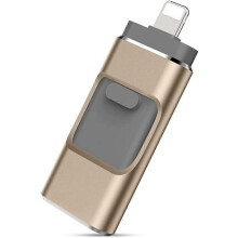 (As show, One size) USB 3.0 Flash Drive - External Storage - For iPhone, iPad - 32GB - Compatible with All Models of PC/Pad/Android Phones - Gold