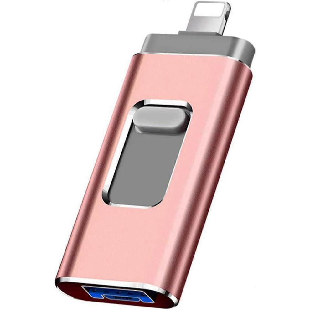 (As show, One size) USB 3.0 Flash Drive - External Storage - For iPhone, iPad - 64GB - Compatible with Any Model of PC/Pad/Android Phones - Pink