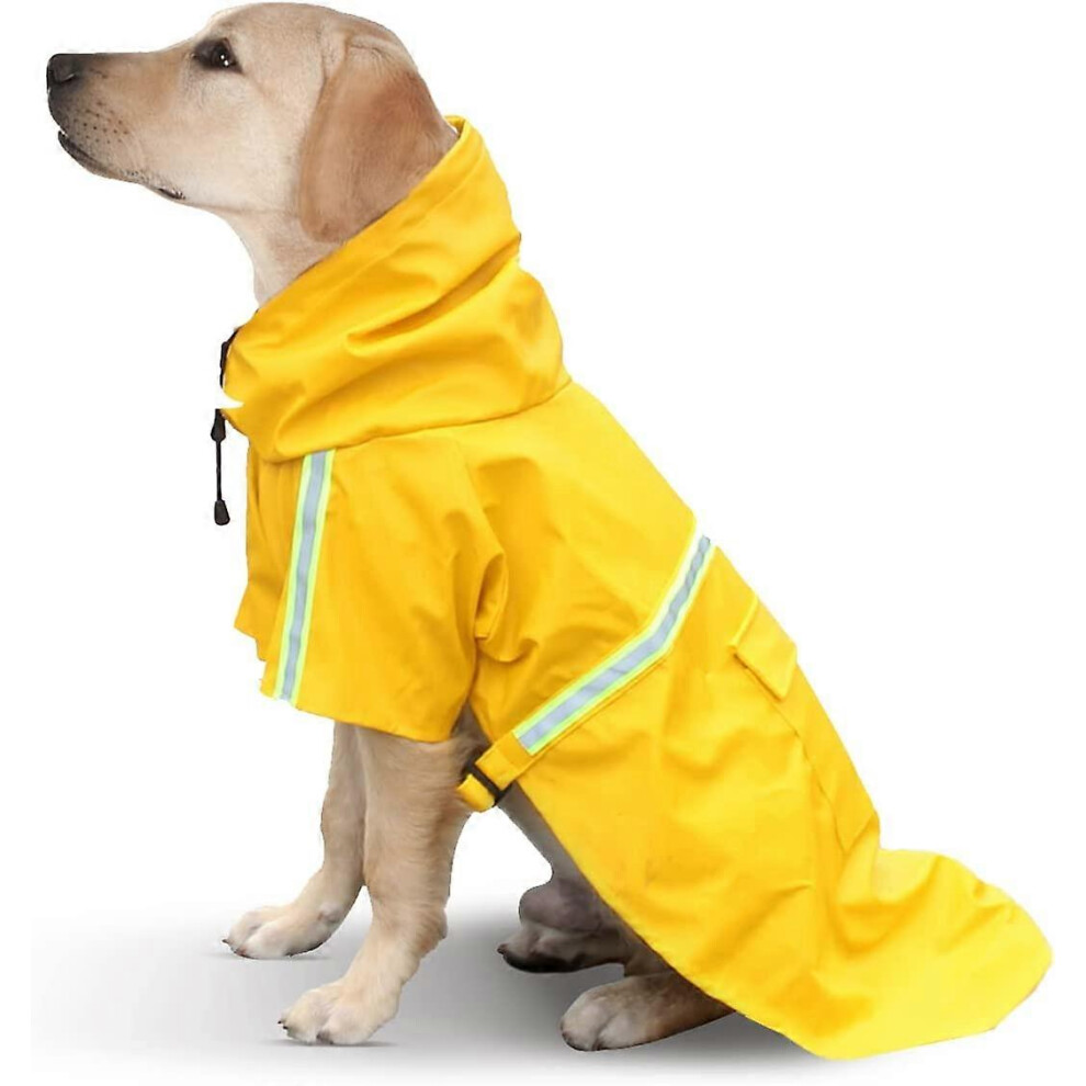 (As show, One size) Dog Raincoat, Dog Raincoat with Hood, Breathable Rain Jacket Dogs, Raincoat for Pets, Puppy Rain Poncho with Reflective Strips (Yellow, 3XL)