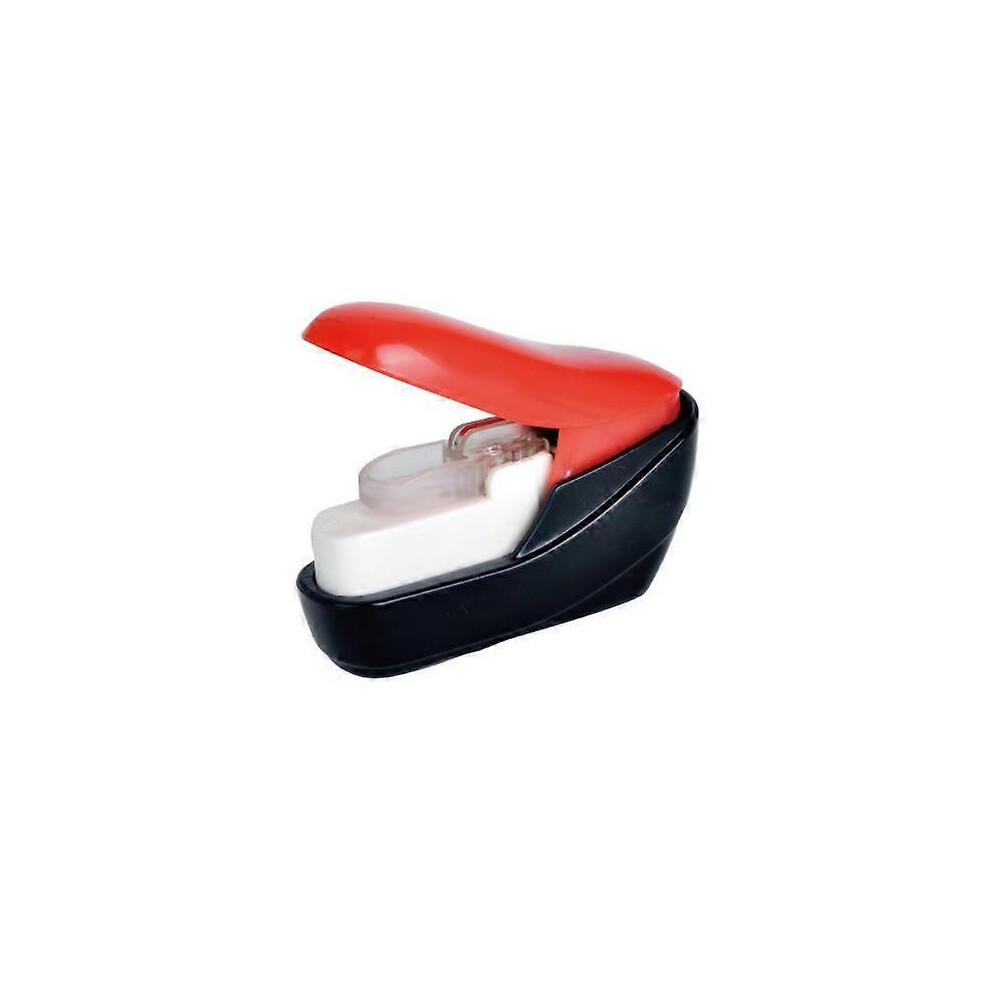 (As Show, One Size) Mini Safe Stapleless Handheld Stapler 4 Sheet Capacity Stapleless For Paper Binding Shop School Office Home Supplies Black/Red