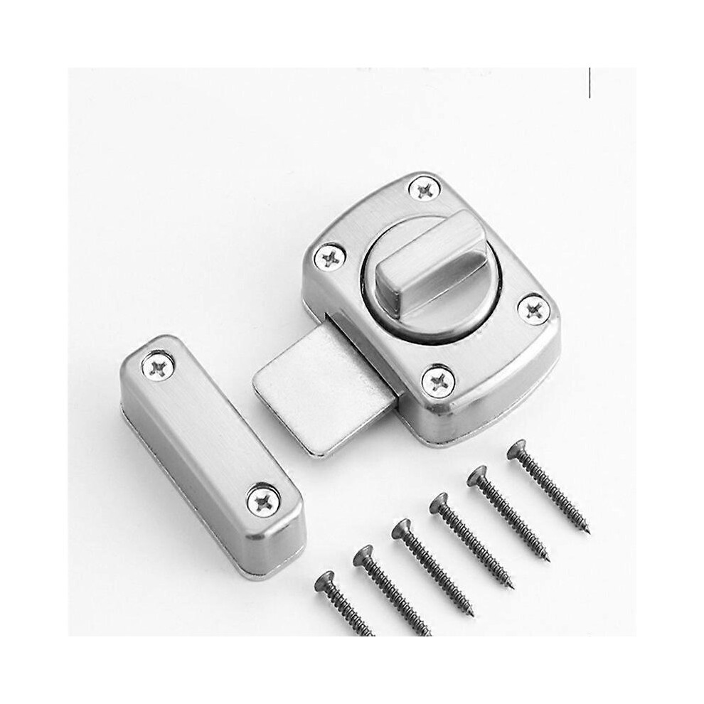 (As Show, One Size) (Smallbathroom Latch Rotation Door Latch Door Lock Bolt, Additional Fixed Anti-Theft Lock For Latch Zinc Alloy And Right Fo Silver