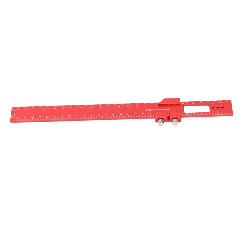 Woodworking Pocket Ruler 12 Inch Aluminium Alloy Accurate Slide Stop Marking Ruler For Diy 7901313807818