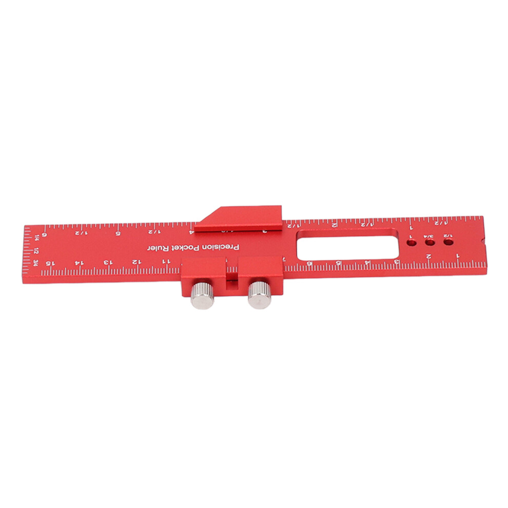 6 Inch Woodworking Ruler Adjustable Sliding Stop Aluminum Alloy Pocket Ruler for Marking Locating Measuring