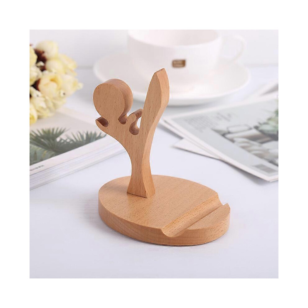 (As show, One size) Kung Fu BoyWood Mobile Phone Desktop Holder, Creative Kung Fu Kid Mobile Phone Holder Plate for iPhone iPad Tablet PC