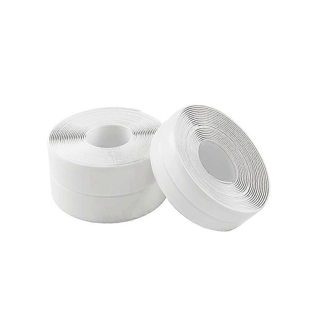 (As show, One size) White Set of 2(3.2m*3.8cm) Home PVC Material Sink Tear Strip Kitchen Bathroom Tub Corner Sealing Strip Waterproof Shape Sealing Strip Corner Sticker W