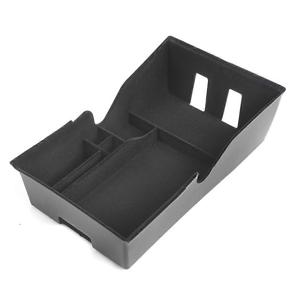 (As Show, One Size) Flocking Center Console Organizer Case With Coin Card Sunglasses Box Armrest Storage Holder For Tesla Model 3 Black