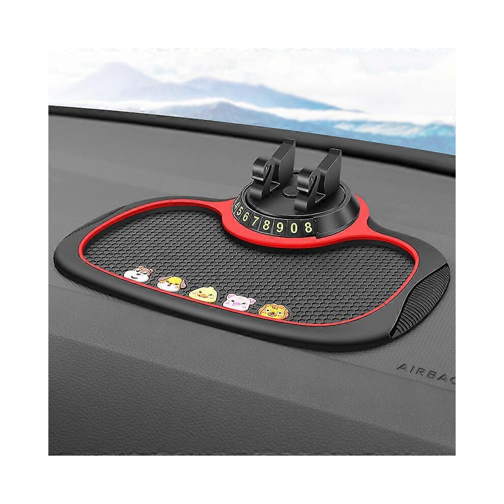 (As show, One size) Anti-Slip Car Phone Mat, 3 in1 Anti-Slip Car Dashboard Mat with 360 Rotating Phone Holder, License Plate for Smartphones