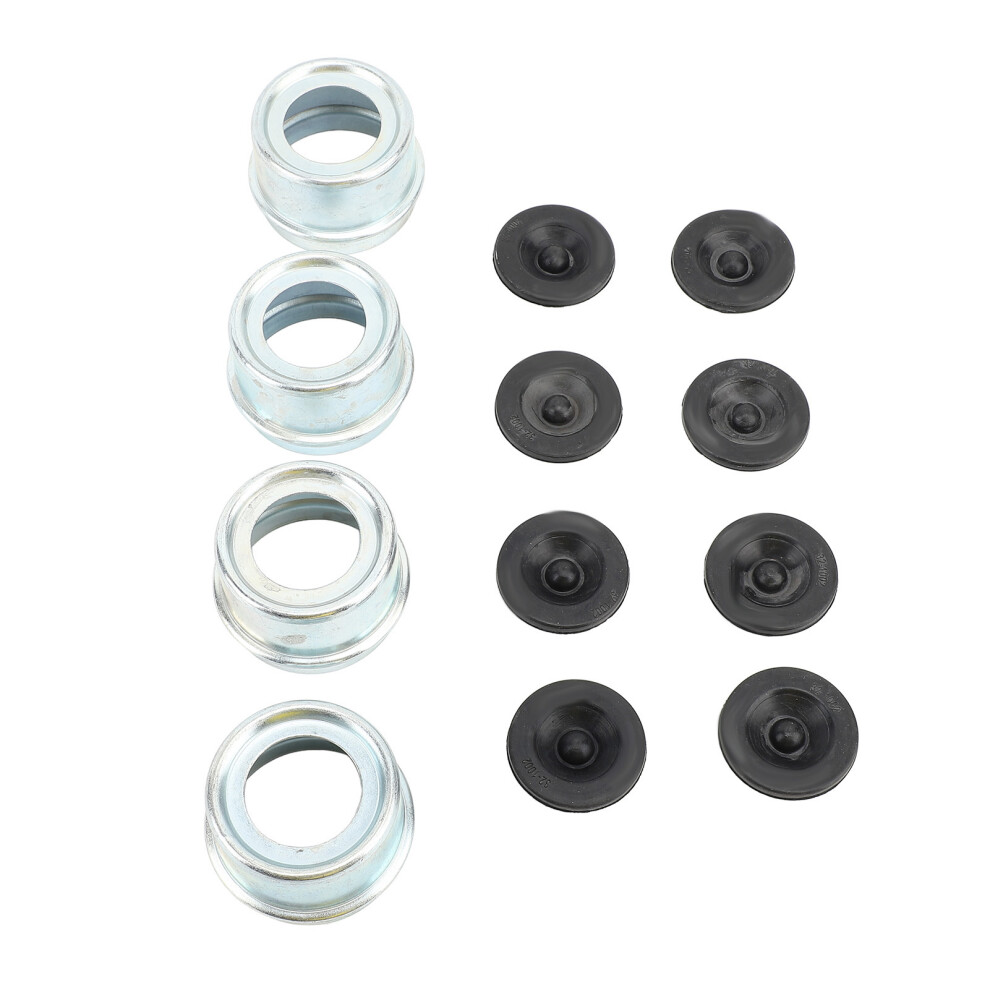 4 Set Trailer Hub Bearing Dust Caps Trailer Axle Dust Cap Wheel Center Caps Grease Covers With 8 Rubber Plugs For Camper Rv Boat 2.72In 700 7901313811792