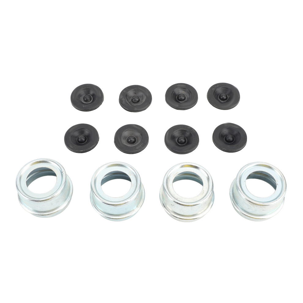 4 Set Trailer Hub Bearing Dust Caps Trailer Axle Dust Cap Wheel Center Caps Grease Covers With 8 Rubber Plugs For Camper Rv Boat 2.44In 520 9301313811781
