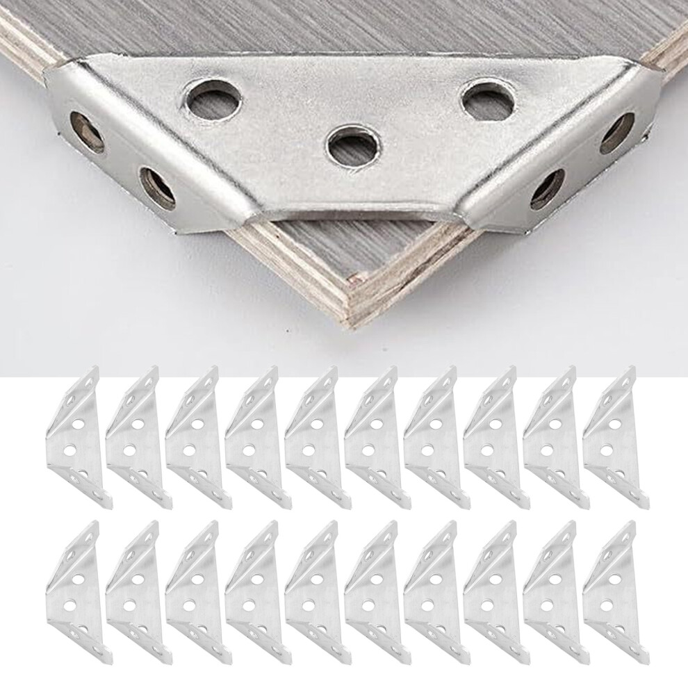 20 Pcs Furniture Corner Connector Stainless Steel Angle Joint Fastener Cabinet Shelf Corner Brace 4921313814862