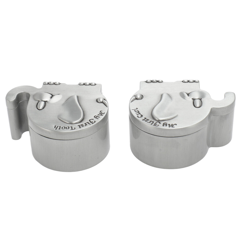 2 Pack Small Keepsake Box Elephant Shape Storage Container Metal Collection Box for Infant Tooth Curl Gifts