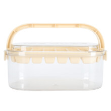 Eiswürfelform mit Deckel beige, 2-lagig, 28 Quadratformen,26 Rundformen