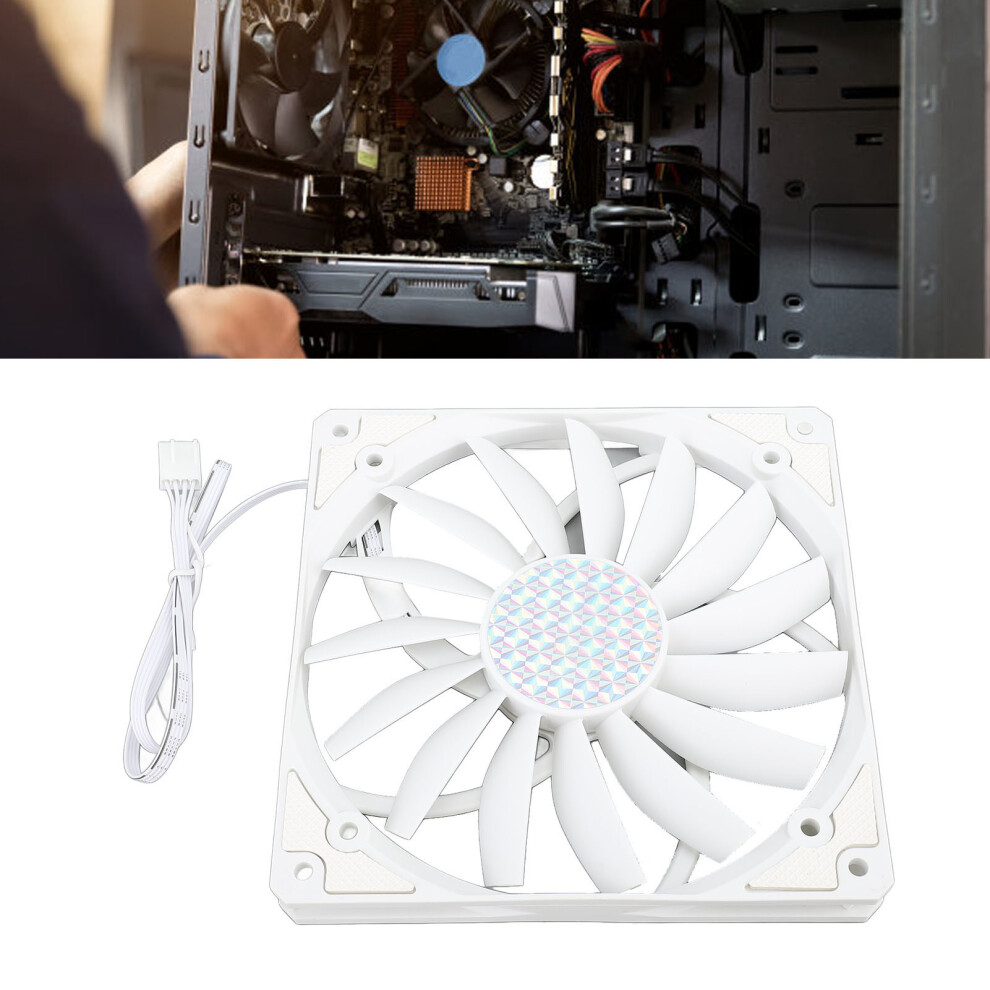 140Mm 4 Pin Pwm Case Fan Ultra Thin 15Mm 1100Rpm Mfdb Bearing Pc Cooling Fan 12V White 4651313818439