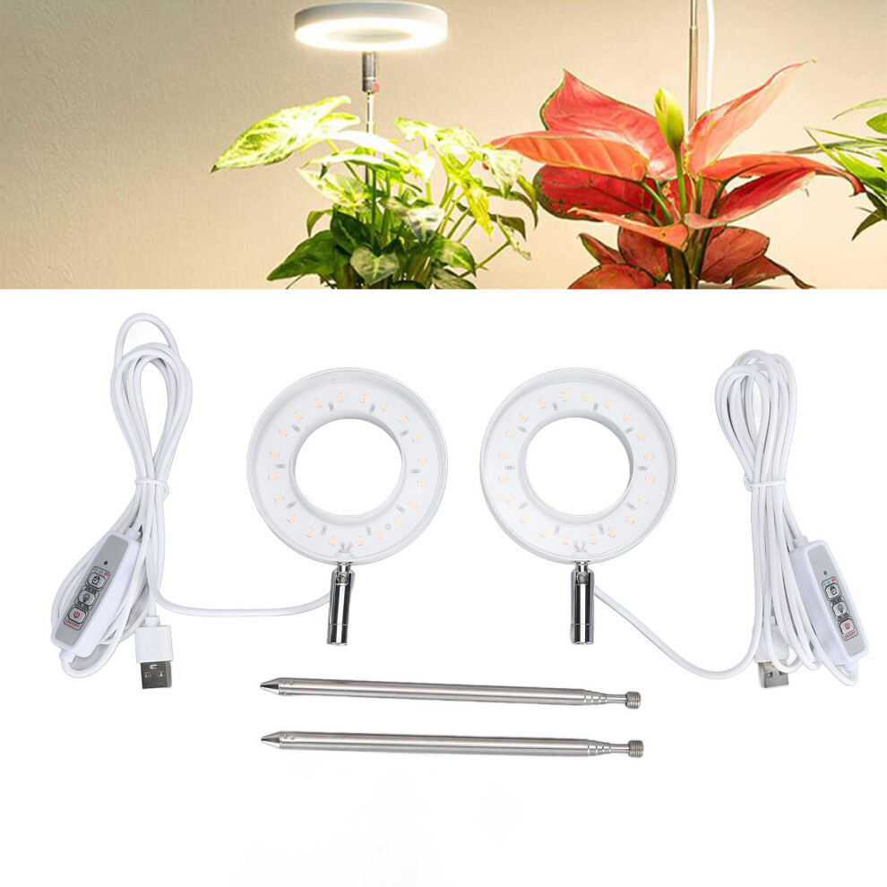 2Pcs Grow Full Spectrum Led Plant For Indoor Plants Height Adjustable Growing Lamp With Auto On Off Timer 2 4 8H 4 Dimmable Bri Light