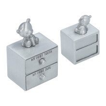Zahnfee Erinnerungsdose aus Legierung mit Bären-Dekor 5 x 3,9 x 8 cm