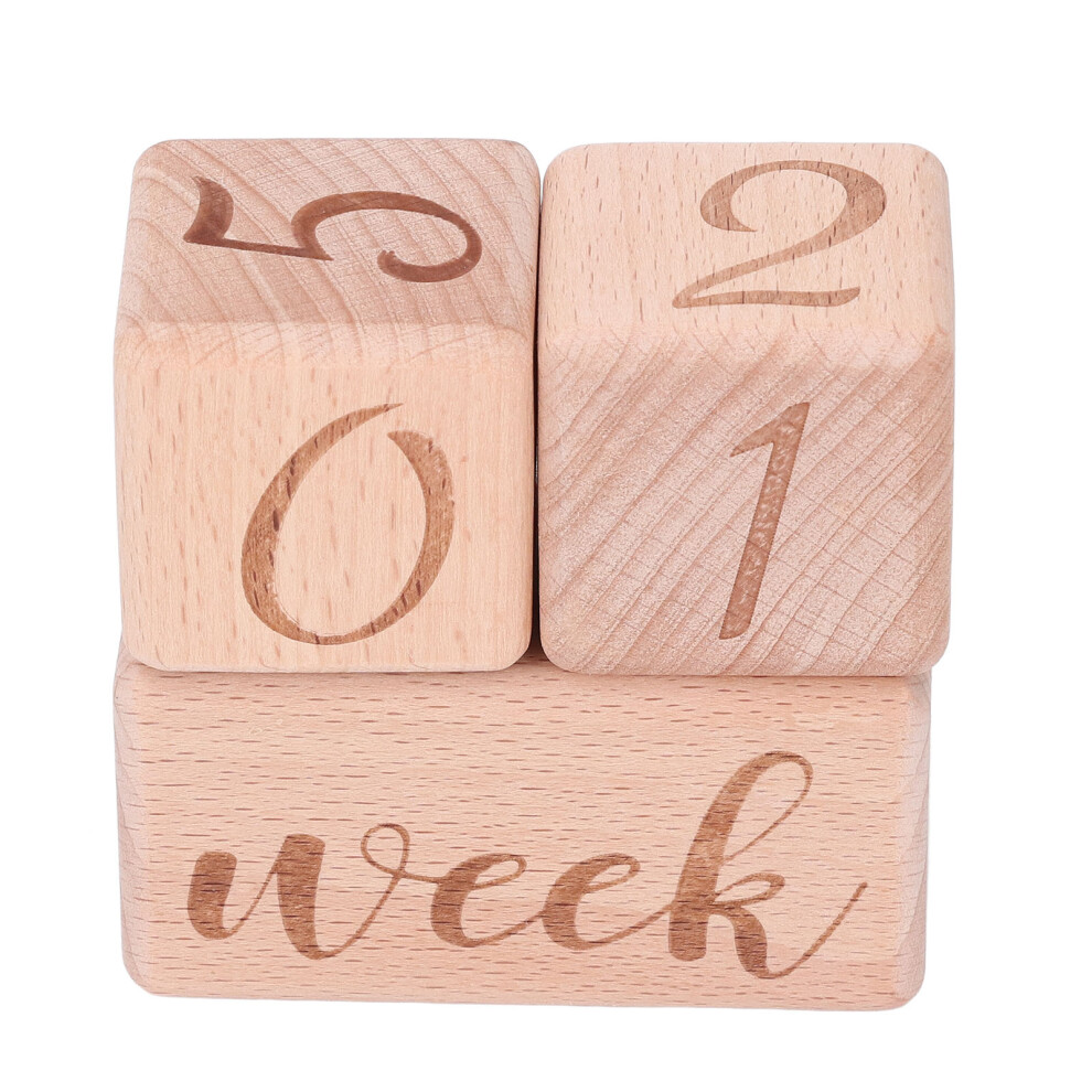 Baby Monthly Milestone Blocks Wooden Infant Age Blocks Baby Growth Photography Prop