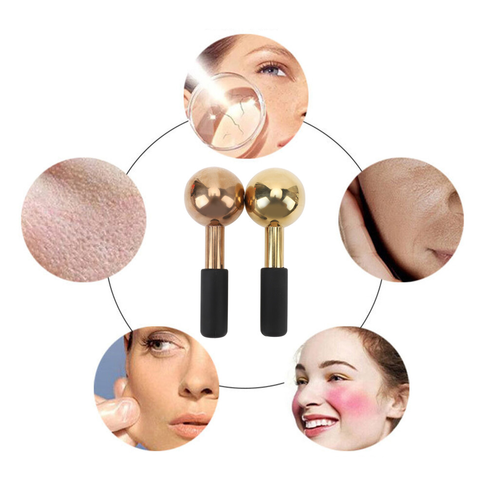 Dark 2Pcs Ice Globes For Facials Unbreakable Steel Cooling Roller Cryo Sticks For Face Eyes Skin Care For Circles Puffiness Wrinkles