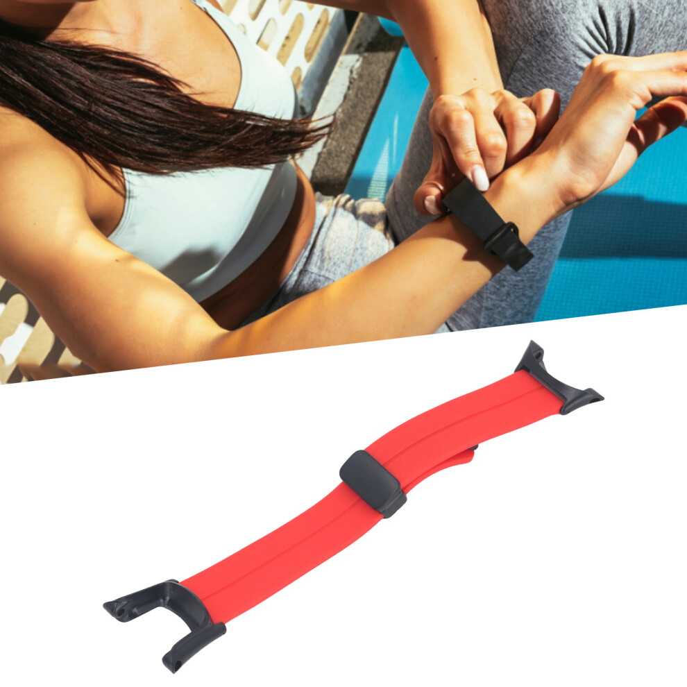 Magnetic Silicone Watchband For Suunto Ambit 1 2 2S 2R 3 Sport 3 Peak Folding Clasp Adjustable Magnetic Closure Watch Strap Red 8461313843104