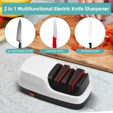 Electric Knife Sharpener 2 Stage Knife Sharpening System for Quick Sharpening and Polishing Knife Sharpeners for Straight-Edge Ceramic and
