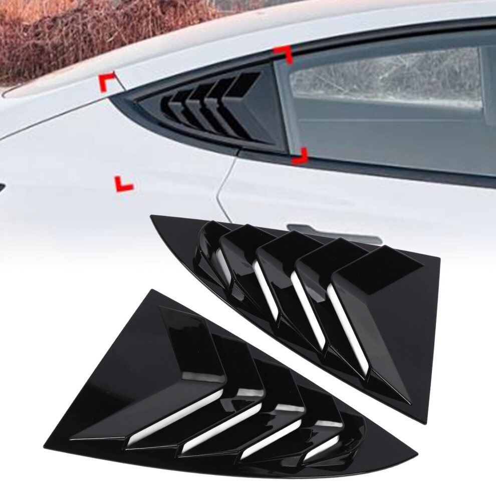 2Pcs Car Rear Window Shutter Cover Trim Stylish Look Window Louver Side Vent Trim Replacement For Tesla Model 3 2023 And Later Glossy Black 8441313857639