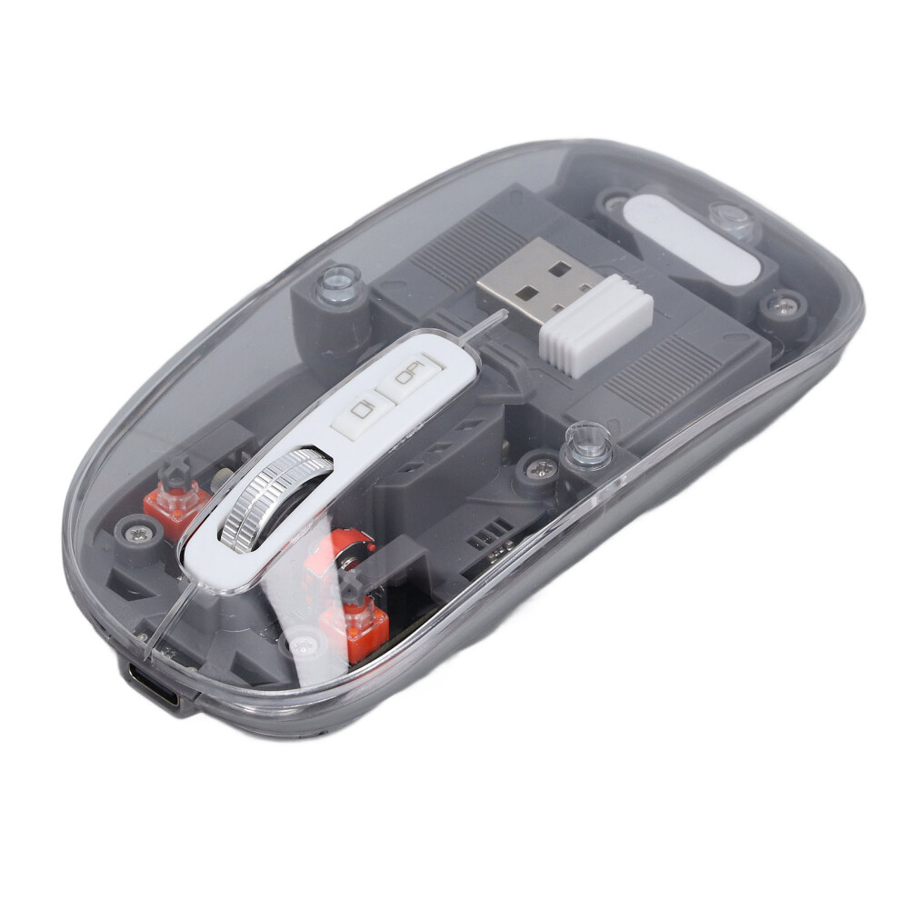 Bluetooth Wireless Mouse Bt1 Bt2 2.4Ghz 3 Mode Silent Adjustable Dpi Rechargeable Transparent Mouse For Pc Laptop Tablet Grey 7681313866342