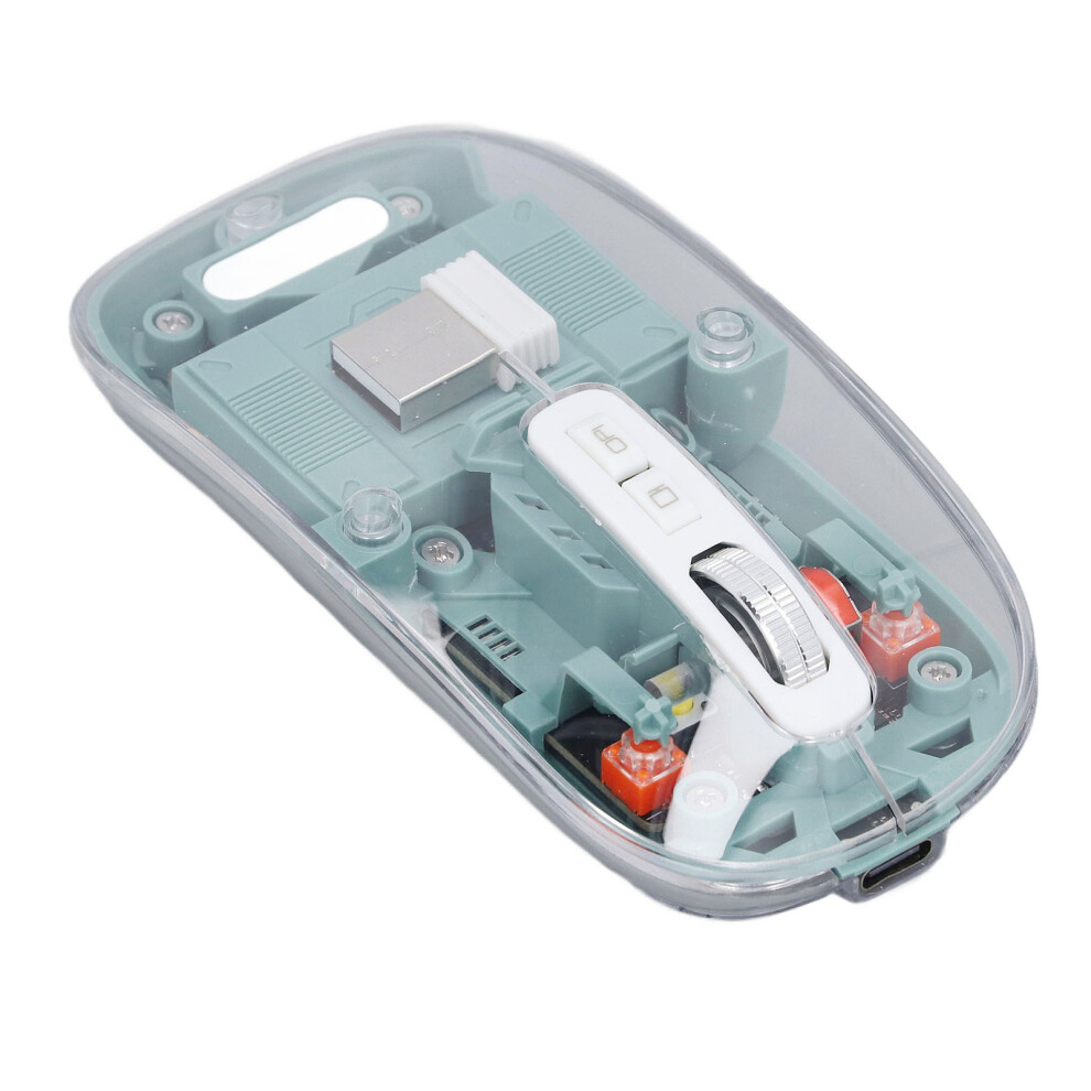 Bluetooth Wireless Mouse Bt1 Bt2 2.4Ghz 3 Mode Silent Adjustable Dpi Rechargeable Transparent Mouse For Pc Laptop Tablet Green 4941313866333