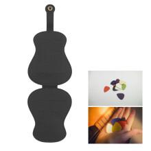 Gitarren-Pick-Halter aus PU-Leder, 18 Fächer, Schwarz