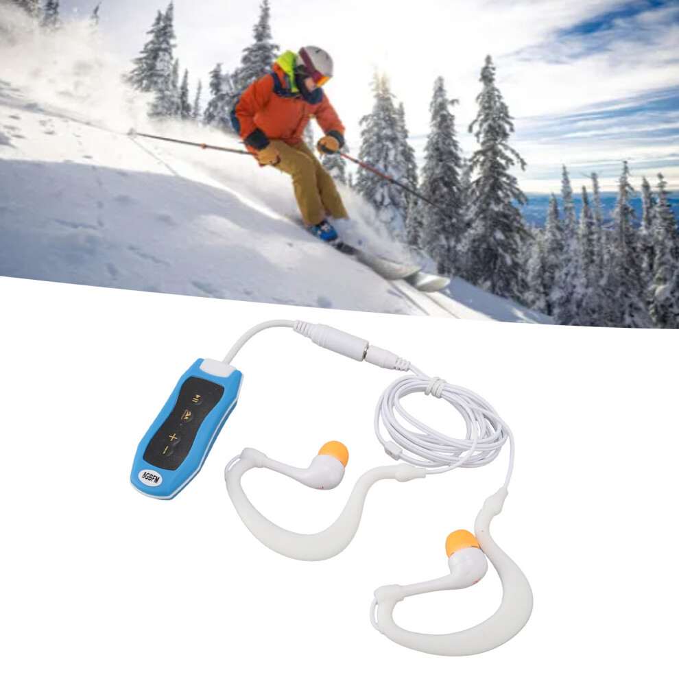 Mp3 Player Ipx8 Waterproof Rechargeable Usb2.0 Music Player With Waterproof Earphone For Swimming Diving Running 8Gb Blue 4201313872995