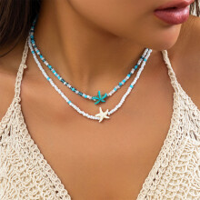 2er Set aus Ocean Beaded Resin-Halsketten für Damen & Mädchen, Einheitsgröße