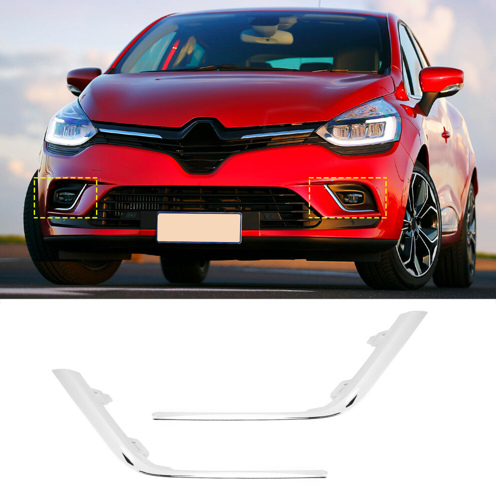 Chrome Front Bumper Fog Grille Moulding Trim 261A36157R 261A24028R for Clio IV Facelift 2016 to 2019