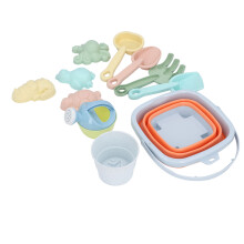 Zusammenklappbares Strandspielzeug-Set mit Sandkübels und Schaufeln – Orange, 20x20x15cm