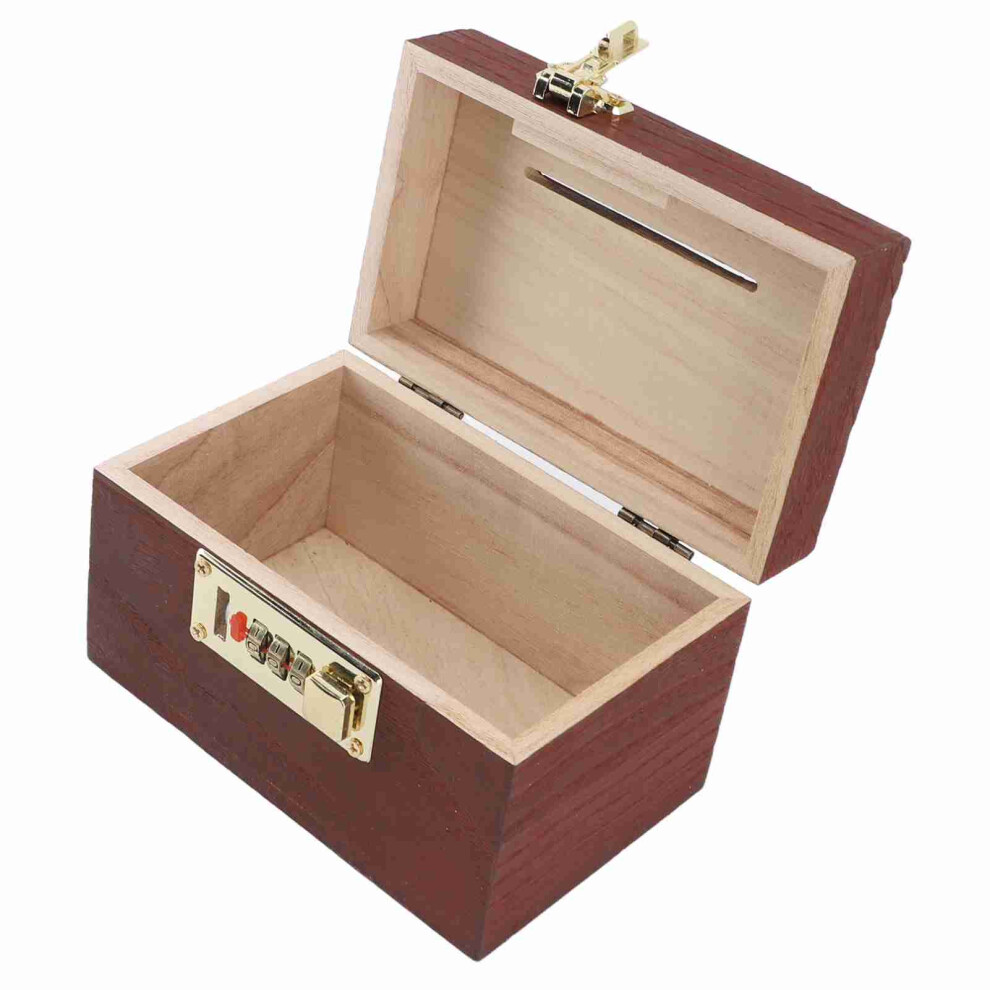 Locking Wooden Money Storage Box with Password Lock Vintage Wooden Treasure Chest Currency Money Cash Storage Box with Handle Without Hemme