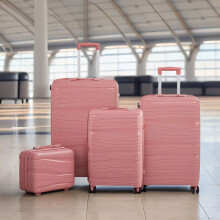 (Rose Gold) 4PCS Lockable Travel Suitcase Set