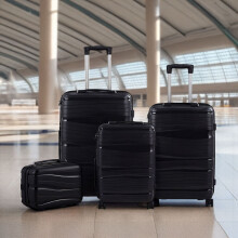 (Black) 4PCS Lockable Travel Suitcase Set