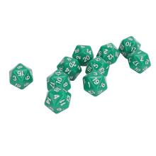 Grünes 10er-Set 20-seitige Polyeder-Würfel 55 g