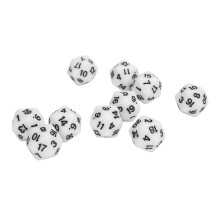 Tischwürfel-Set aus 10 Stück PVC, 20-seitige polyhedral Würfel, weißes Licht, für Rollenspiele