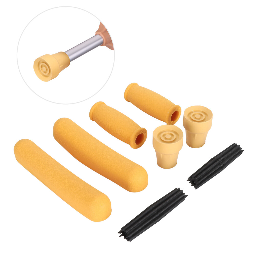 Crutch Pad Set Soft Rubber Hand Grip Underarm Pad Non Slip Tip for Aluminum and Wooden Crutches