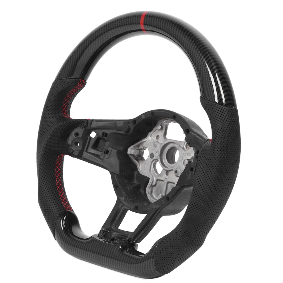 HydroâDip Carbon Fiber Look Steering Wheel Perforated Leather Flat Bottom for GLI R GTD MQB Red-image-OPC-PHQDKMF-NEW